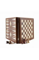 Coffret - échecs/Backgammon - 41cm noyer